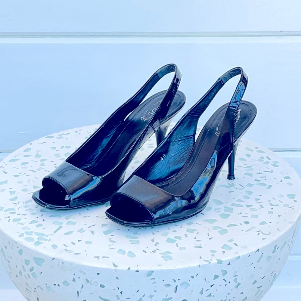 Black Pumps by TOD’S Patent leather open toe heels US 7.5/EU 38